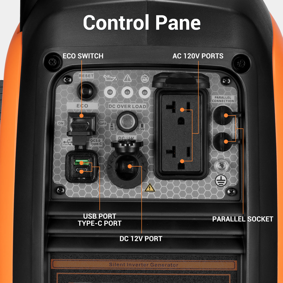 2800-Watts Portable Inverter Generator, Gas Generators for Camping