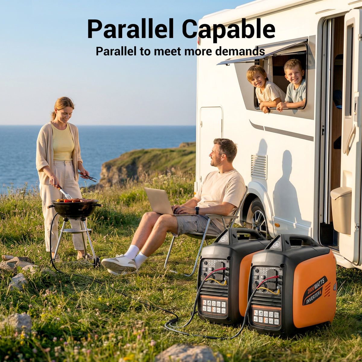 2800-Watts Portable Inverter Generator, Gas Generators for Camping