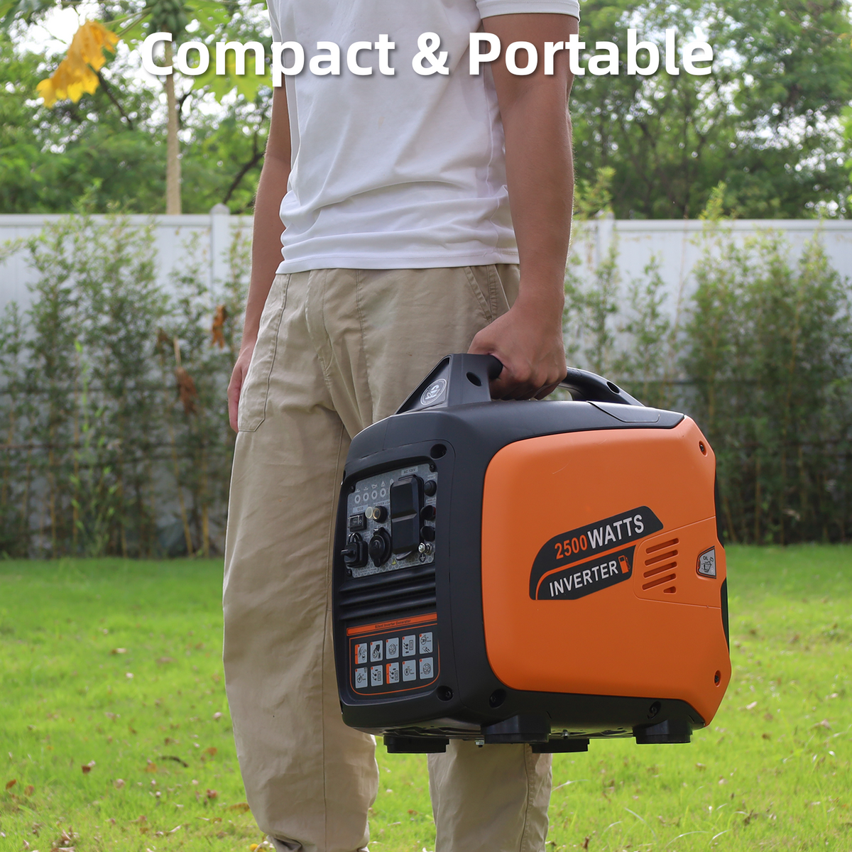 2500W Portable Inverter Generator, Gas Powered, Super Quiet Emergency Home Backup, with CO Sensor