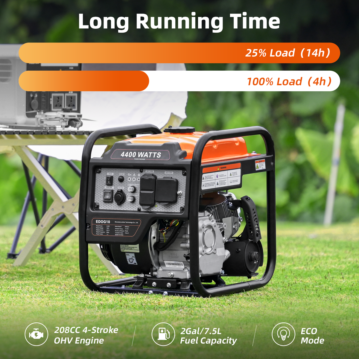 4400 Watts Inverter Generator Gas Powered, Portable Open Frame Generator
