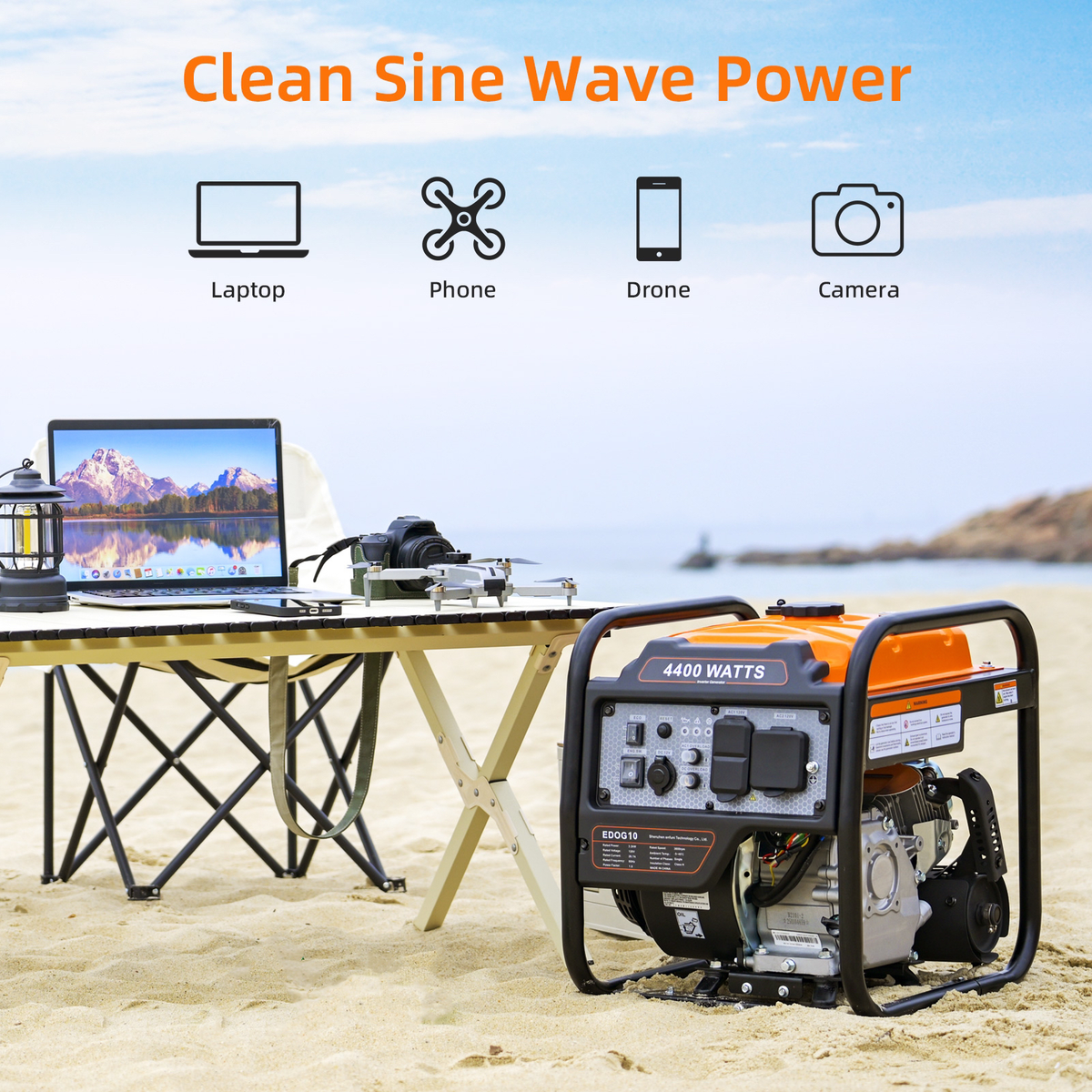 4400 Watts Inverter Generator Gas Powered, Portable Open Frame Generator