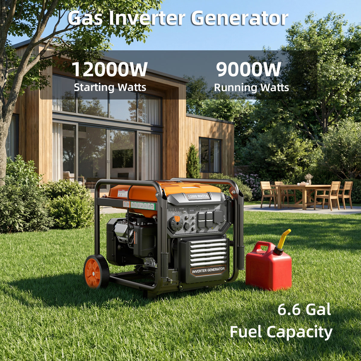 12000W Open Frame Inverter Generator, Gas Powered, Whole Home Backup Power