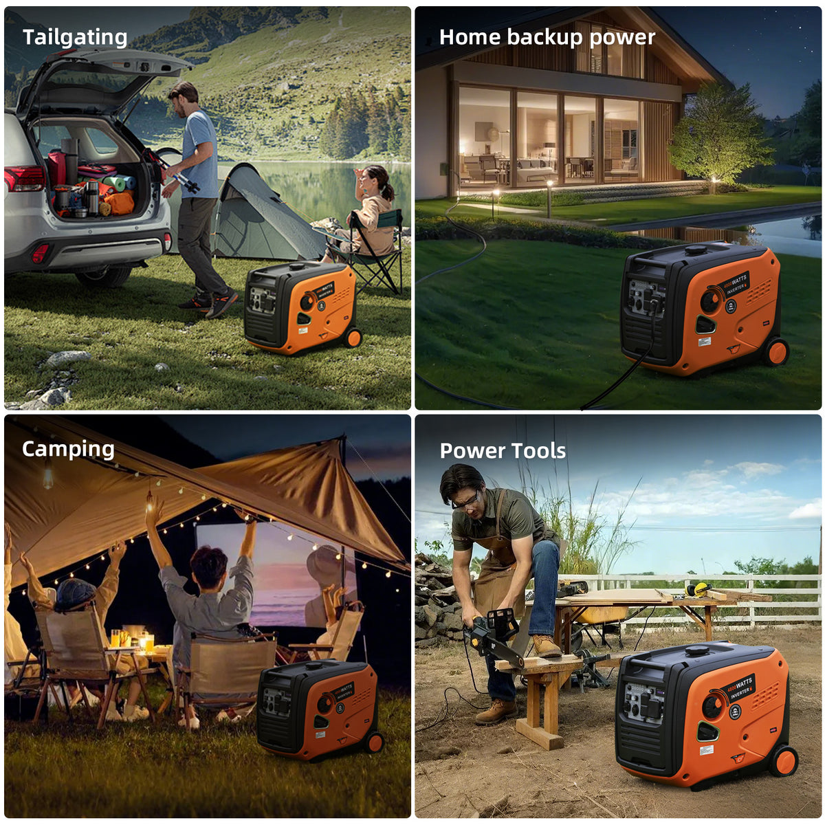 4800-Watts Portable Inverter Generator, Gas Generators for Home Use, Camping
