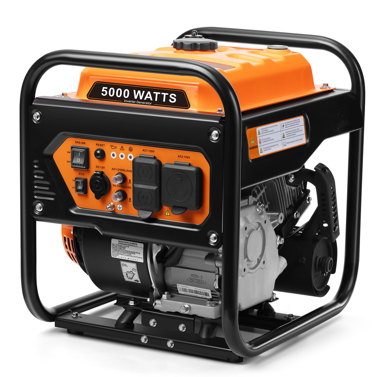 5000-Watts Portable Inverter Generator, Gas Generator for Home Backup, 30A Outlet